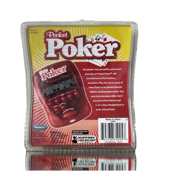 POCKET POKER by RADICA 2 Games - Draw & Deuces Handheld Electronic Game 2004 NEW - Picture 2 of 3